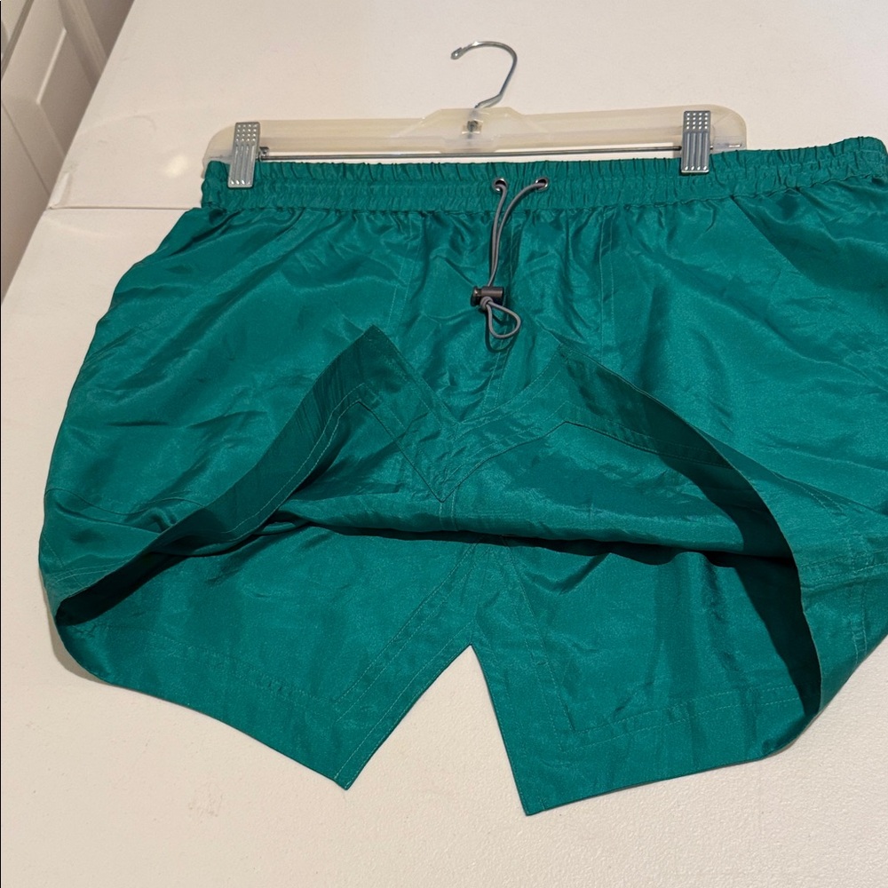 NWT MINI SKIRT Beach Summer Party Jungle Green 100% Silk drawstring Vacation Med - Picture 9 of 12